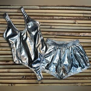 Fashion Nova Silver Metallic Set